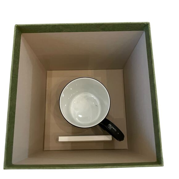 GUCCI XXV Animalium Print Mug Porcelain Butterfly with Lid Blue Black Gold NEW - Picture 11 of 16